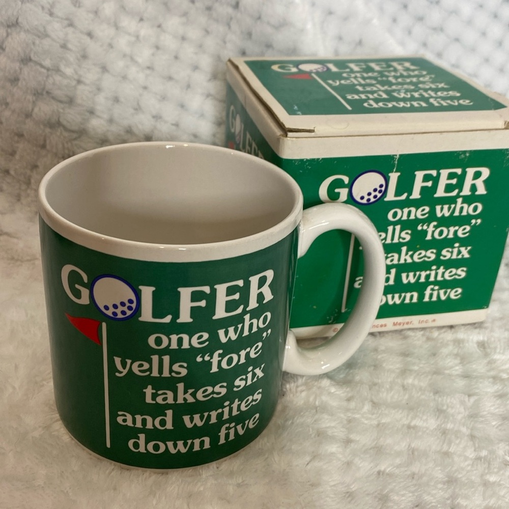 Vintage golfer coffee mug cup